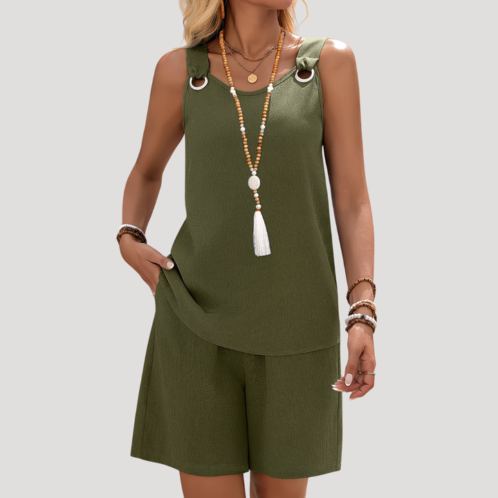 Adriana | Dames Casual Mouwloos Short Co Ord Set