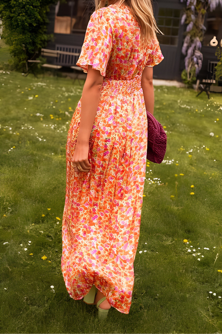 Amélie | Elegante Dames Maxi Bloemenjurk met V-hals