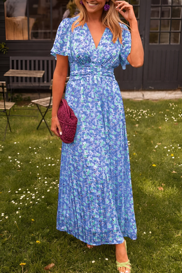 Amélie | Elegante Dames Maxi Bloemenjurk met V-hals