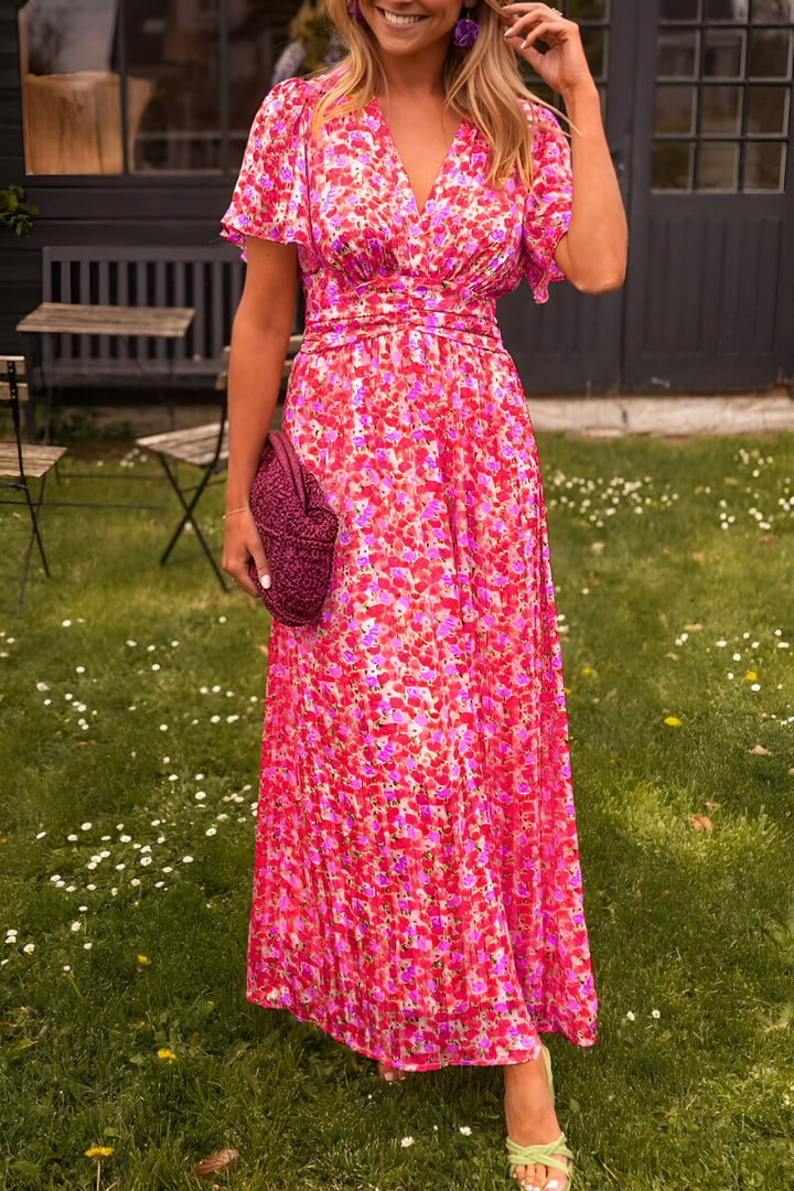 Amélie | Elegante Dames Maxi Bloemenjurk met V-hals