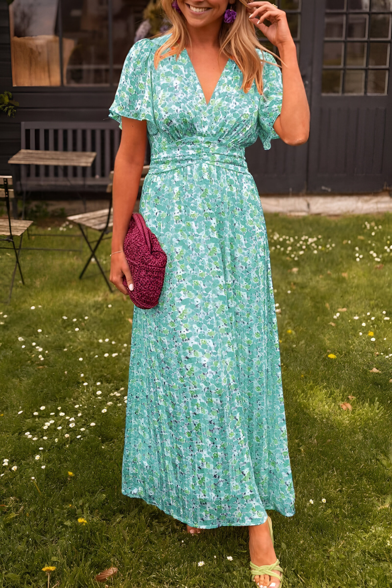 Amélie | Elegante Dames Maxi Bloemenjurk met V-hals