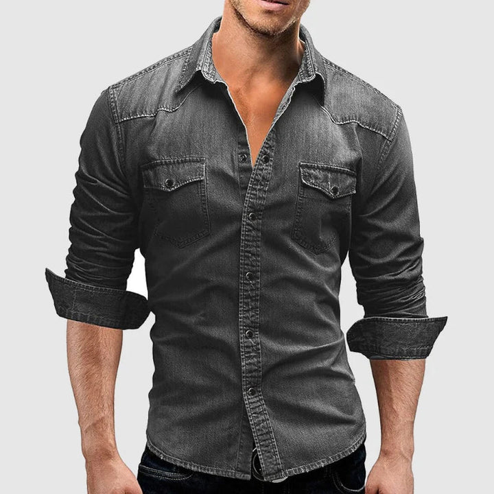 Daan | Heren Casual Button-Down Lange-Mouw Denimshirt