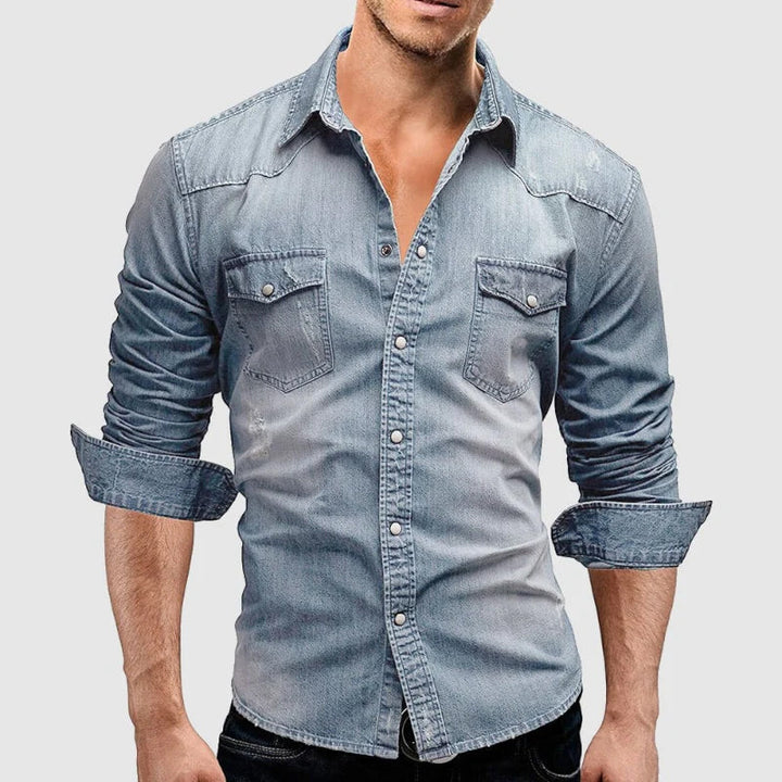 Daan | Heren Casual Button-Down Lange-Mouw Denimshirt