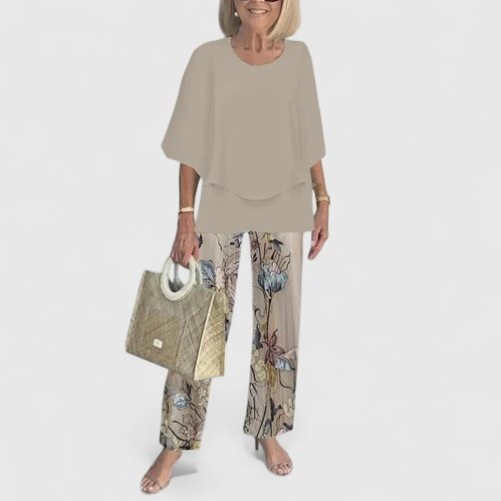 Eline | Dames Co Ord Set Matchende Blouse Geprinte Broek