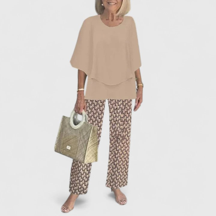 Eline | Dames Co Ord Set Matchende Blouse Geprinte Broek