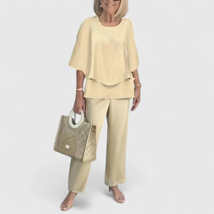 Eline | Dames Co Ord Set Matchende Blouse Geprinte Broek