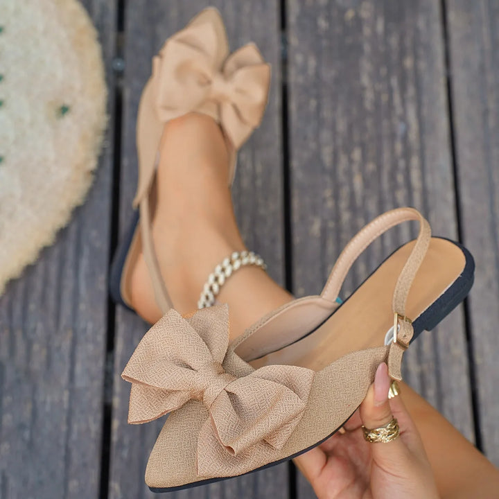 Elise | Dames Platte Sandalen Gesloten Neus Vlinderstrik Slingback Elegant