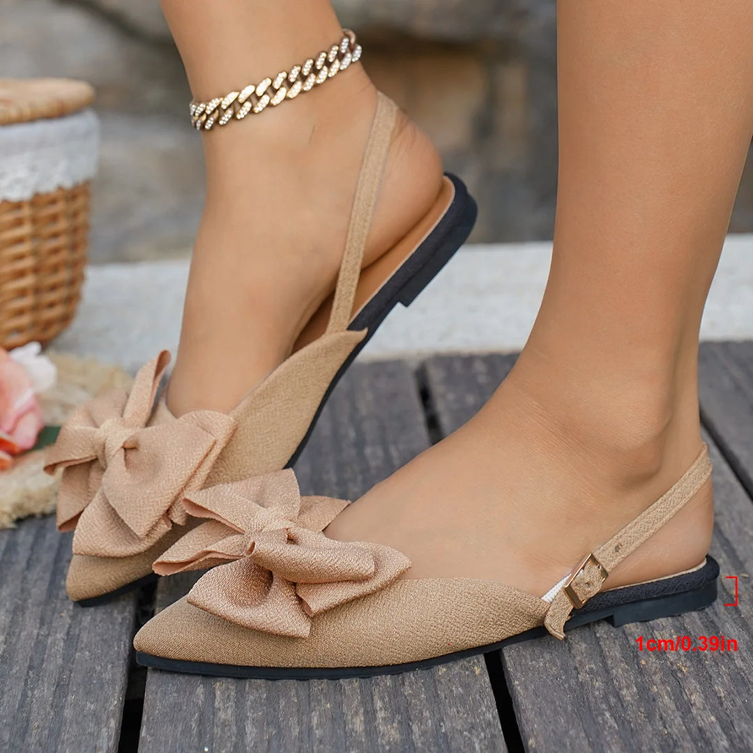 Elise | Dames Platte Sandalen Gesloten Neus Vlinderstrik Slingback Elegant