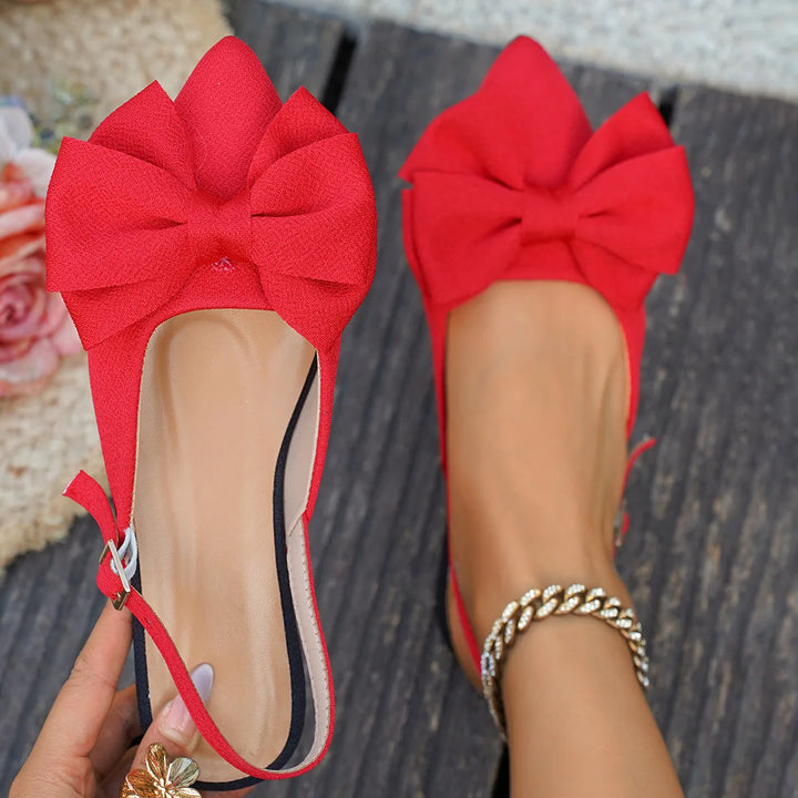 Elise | Dames Platte Sandalen Gesloten Neus Vlinderstrik Slingback Elegant