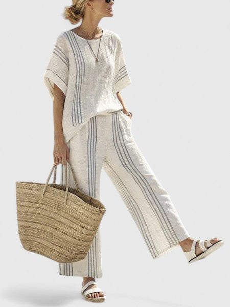 Elora | Dames Co Ord Set Wijde Pijpen Zomer Blouse