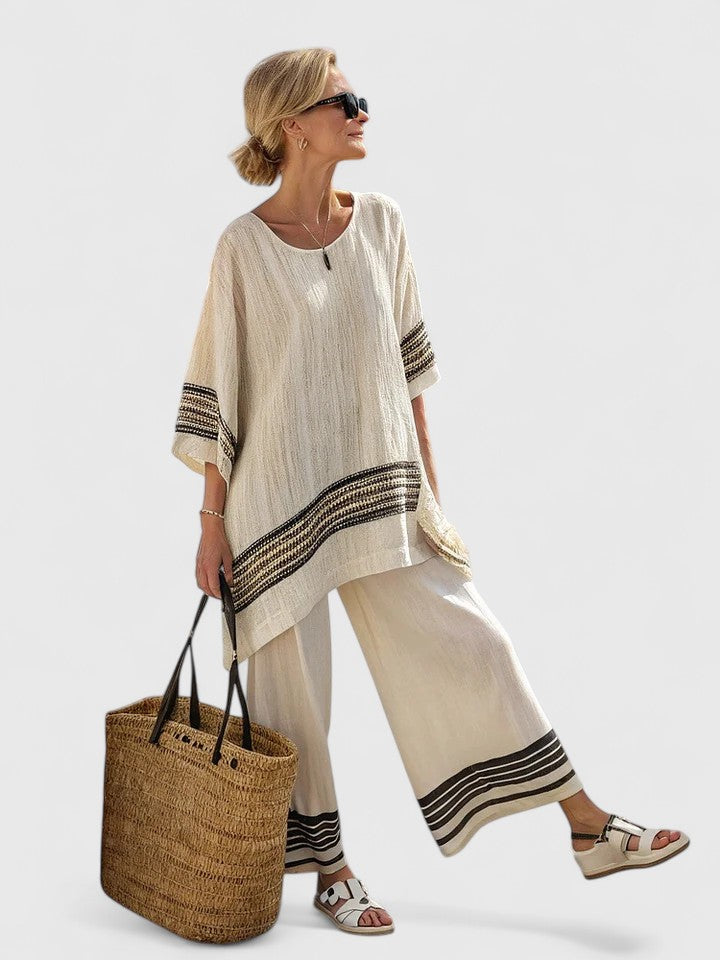 Elora | Dames Co Ord Set Wijde Pijpen Zomer Blouse