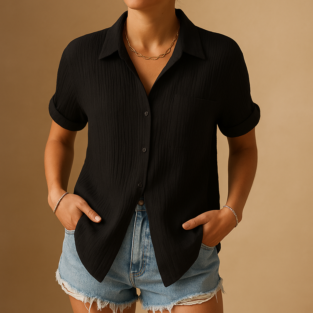 Eva | Dames Casual Kraag Korte Mouw Blouse