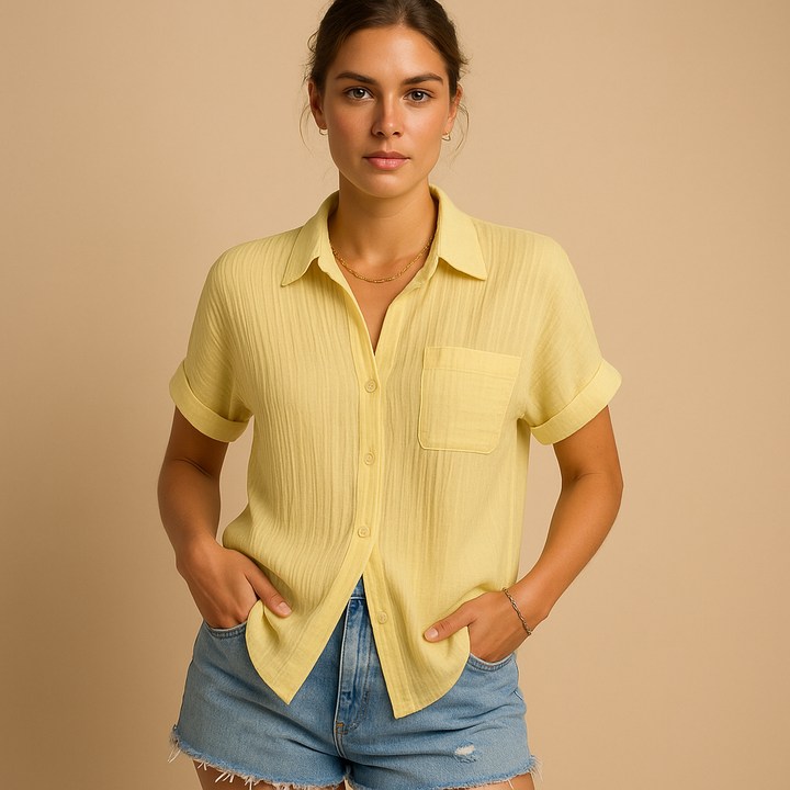 Eva | Dames Casual Kraag Korte Mouw Blouse