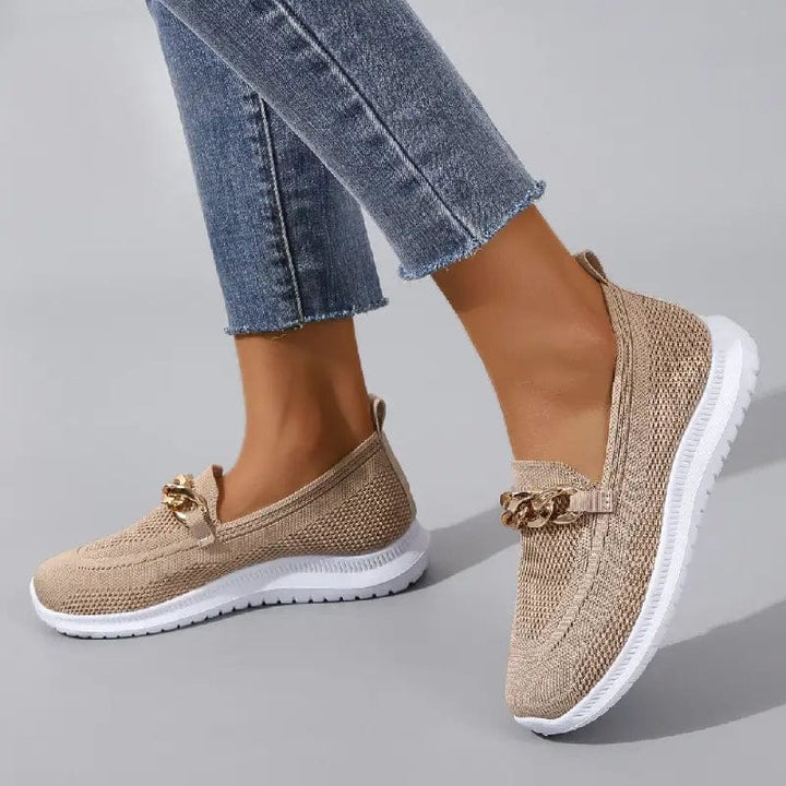 Fenna | Dames Slip-On Ketting Detail Platte Instapper