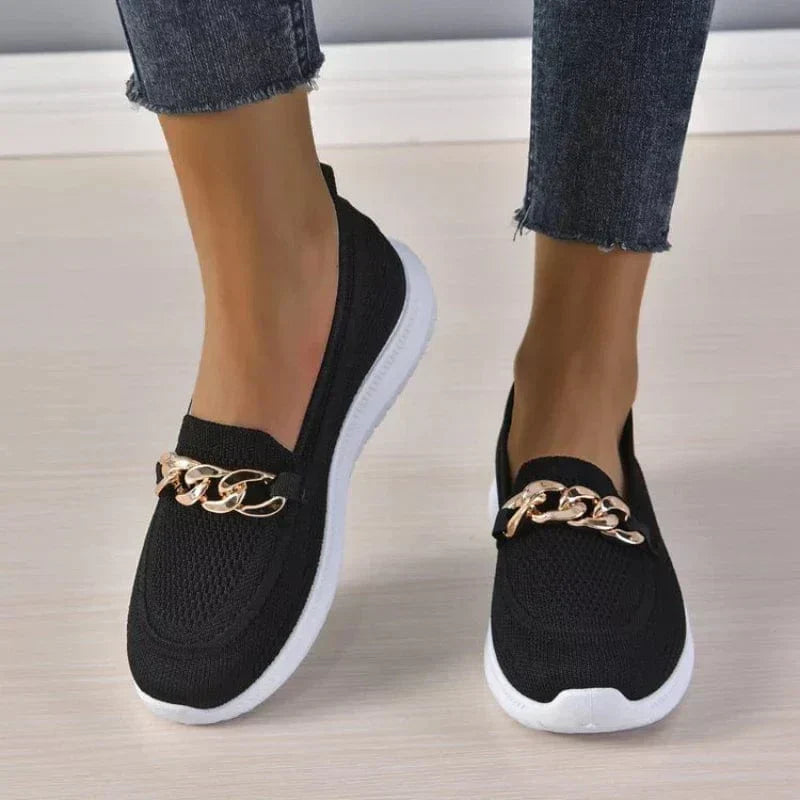Fenna | Dames Slip-On Ketting Detail Platte Instapper