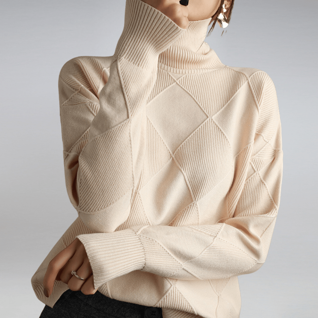 Fleur | Dames Ruitpatroon Colkraag Trui
