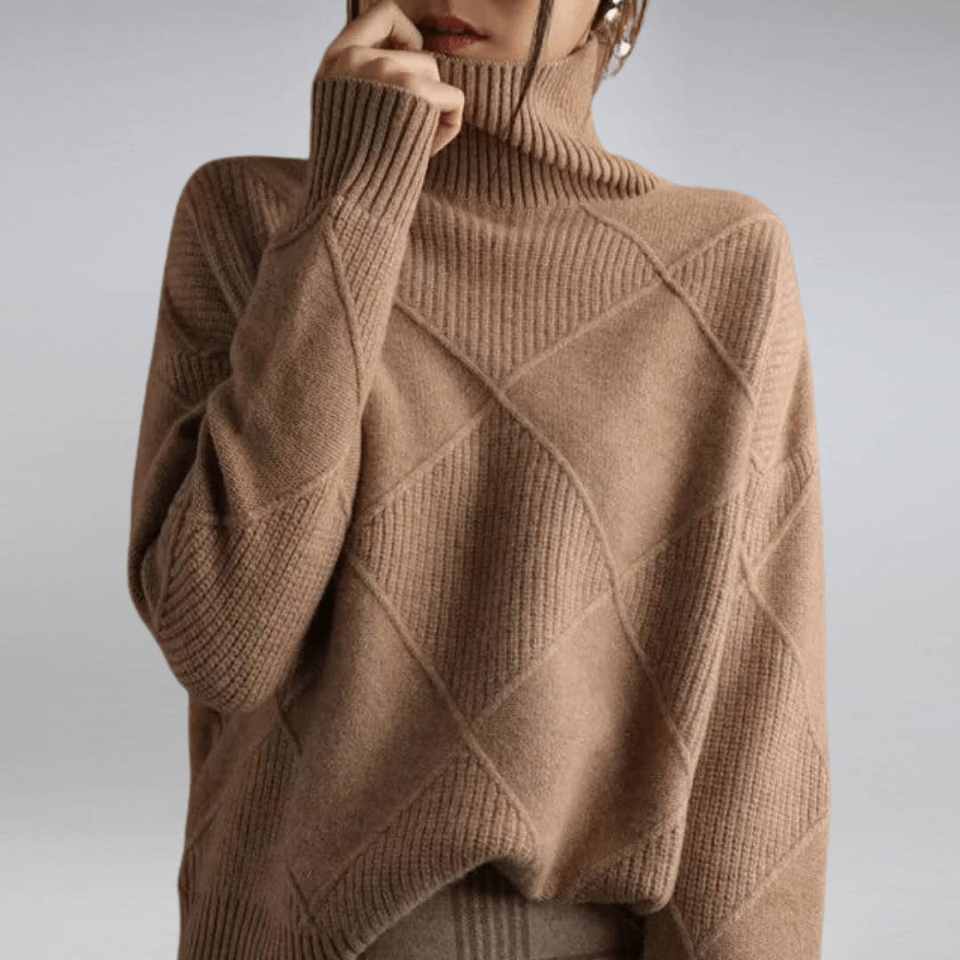 Fleur | Dames Ruitpatroon Colkraag Trui