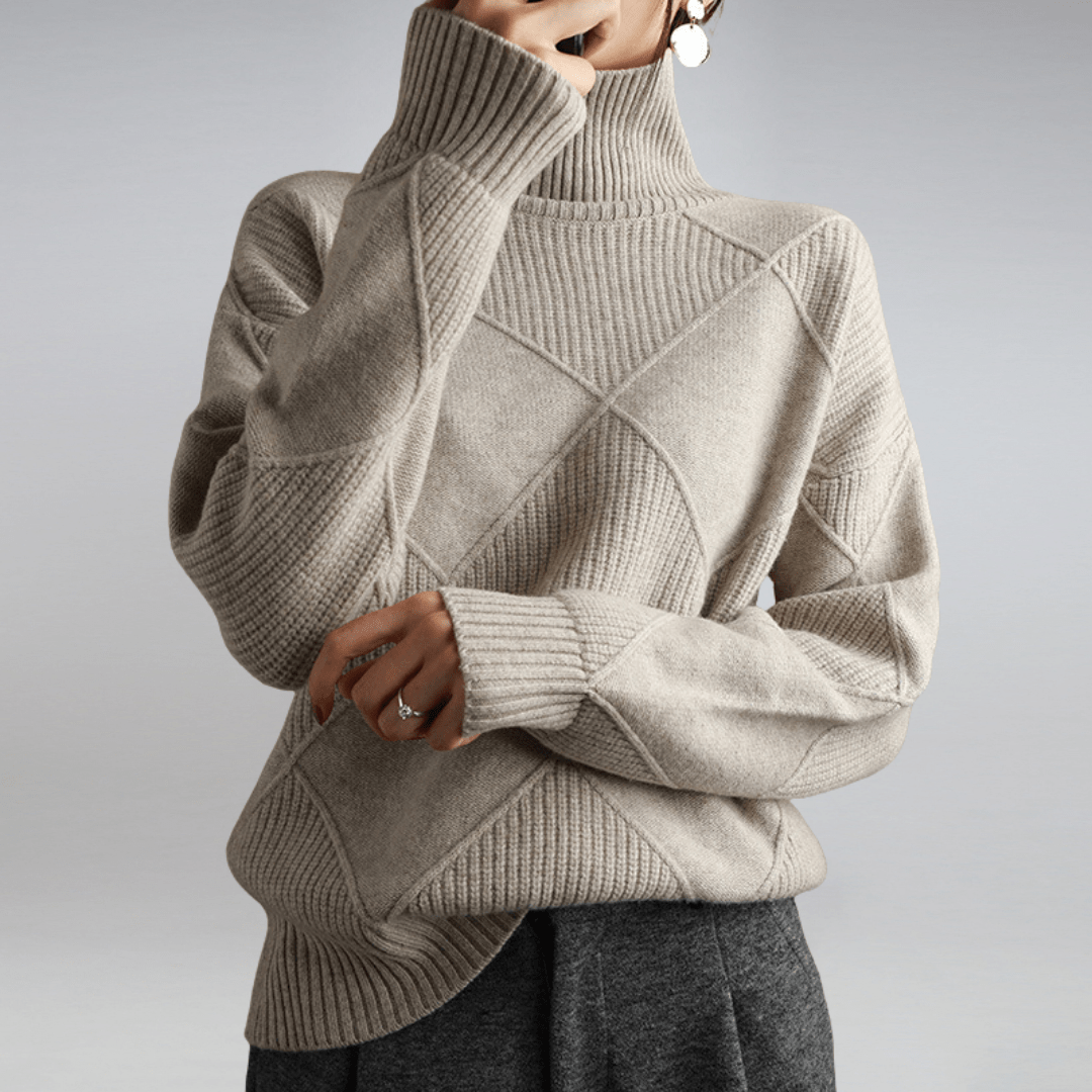 Fleur | Dames Ruitpatroon Colkraag Trui