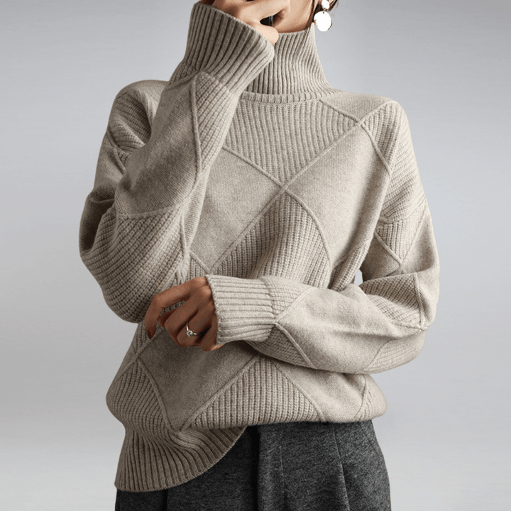 Fleur | Dames Ruitpatroon Colkraag Trui