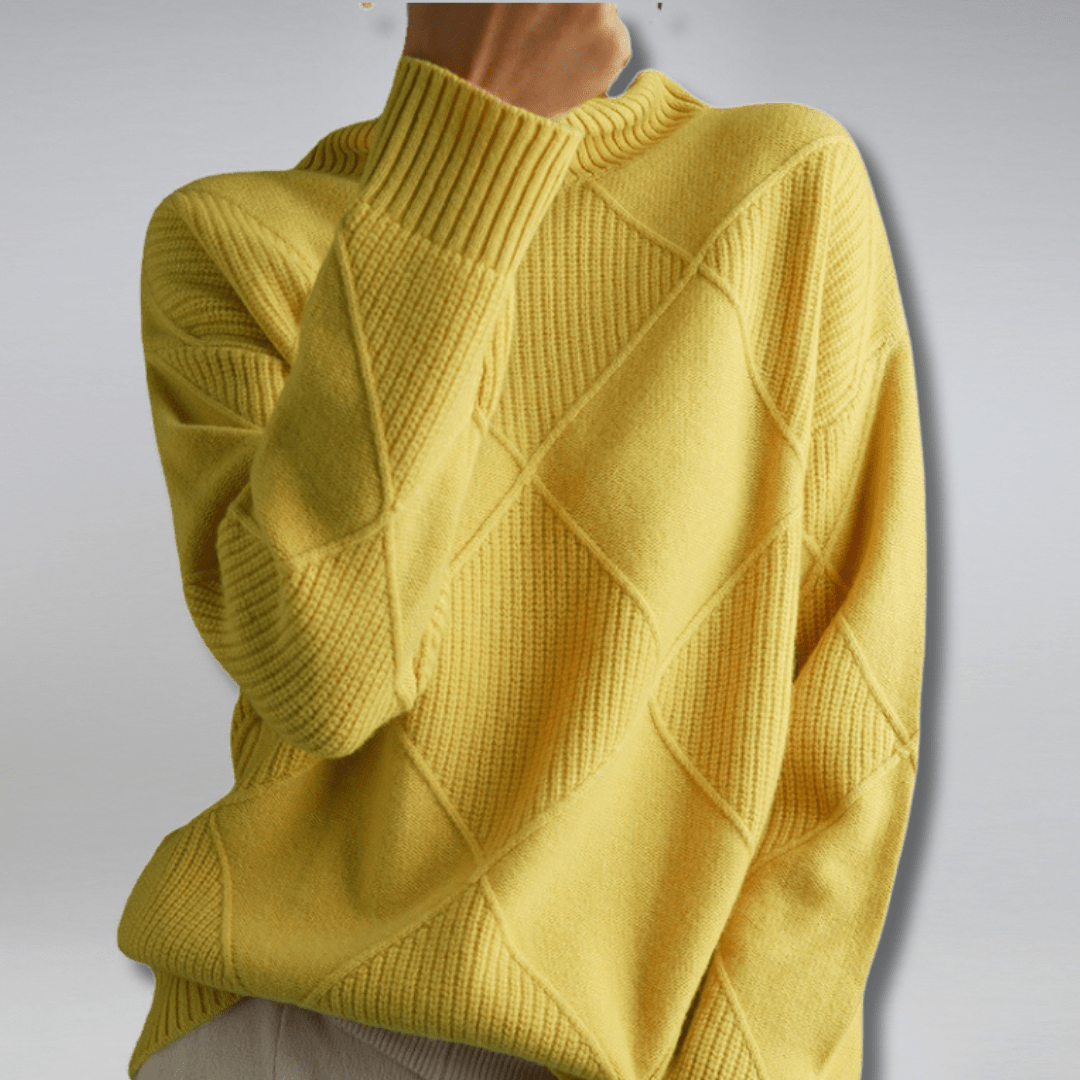 Fleur | Dames Ruitpatroon Colkraag Trui