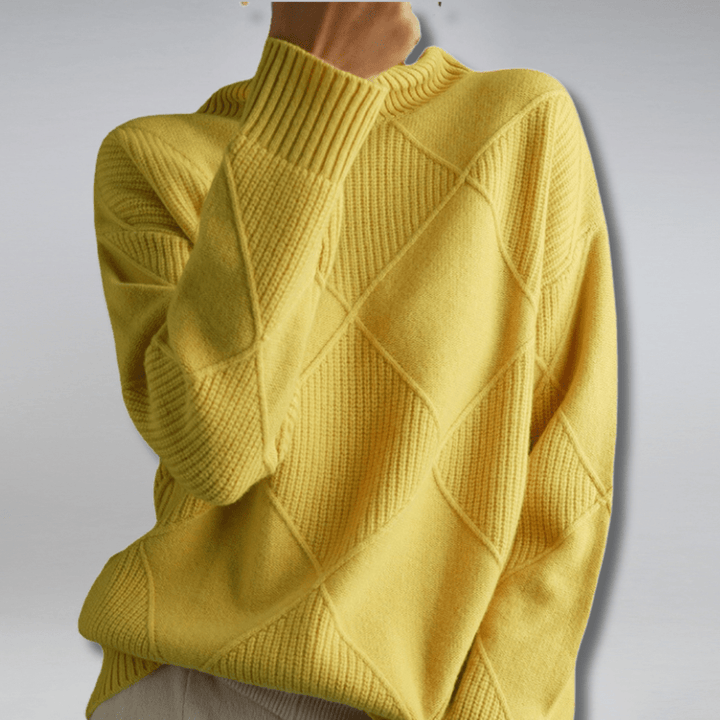 Fleur | Dames Ruitpatroon Colkraag Trui