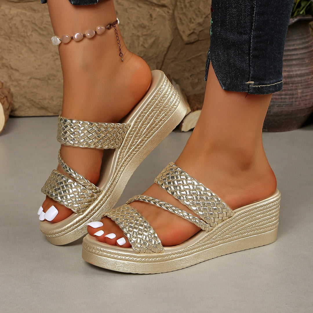 Ines | Dames Sleehakken Sandalen Platform Gevlochten Instapper Zomer