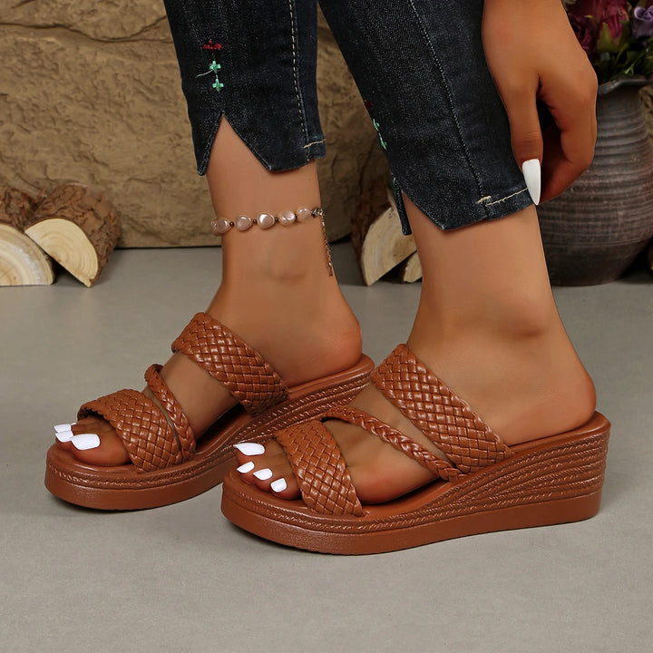 Ines | Dames Sleehakken Sandalen Platform Gevlochten Instapper Zomer