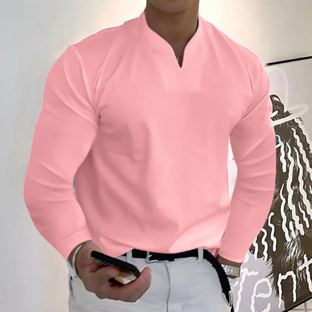 Jesse | Heren Slim Fit V-Hals Lange Mouw Polo