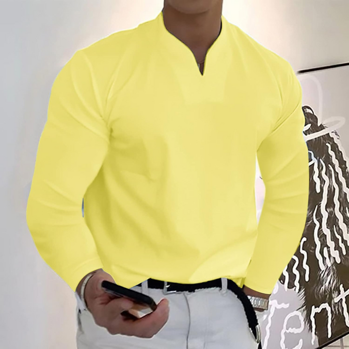 Jesse | Heren Slim Fit V-Hals Lange Mouw Polo