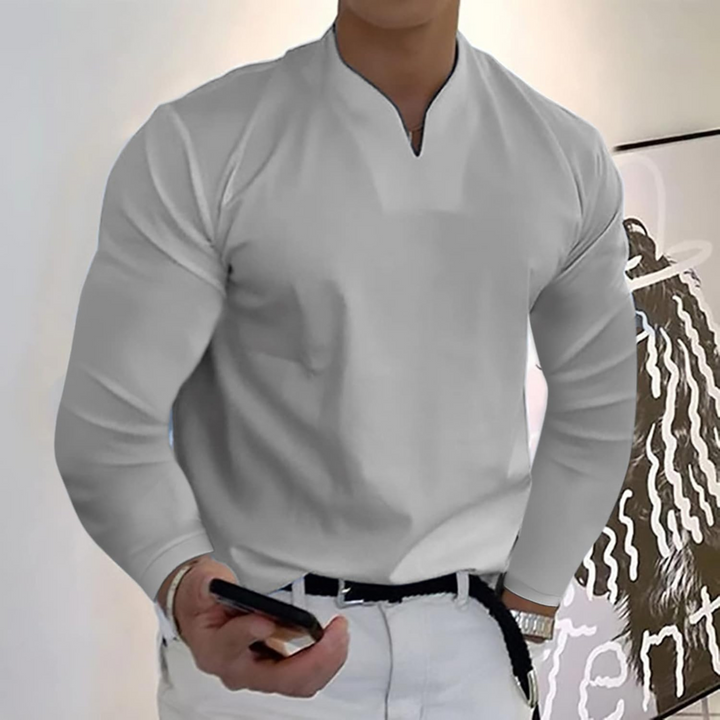 Jesse | Heren Slim Fit V-Hals Lange Mouw Polo