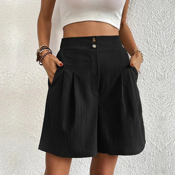 Katja | Elegante Dames Korte Broek Met Hoge Taille En Zakken