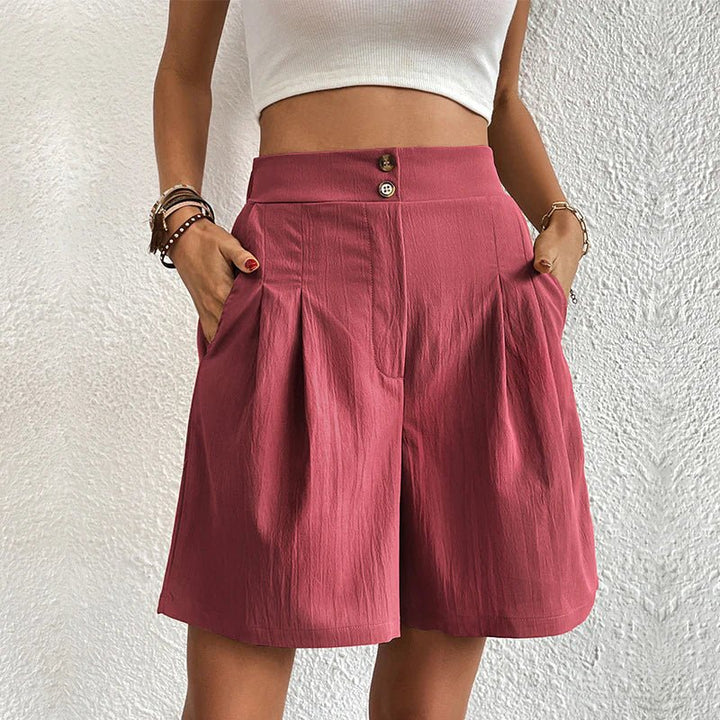 Katja | Elegante Dames Korte Broek Met Hoge Taille En Zakken