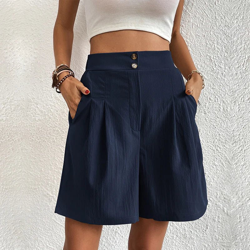 Katja | Elegante Dames Korte Broek Met Hoge Taille En Zakken
