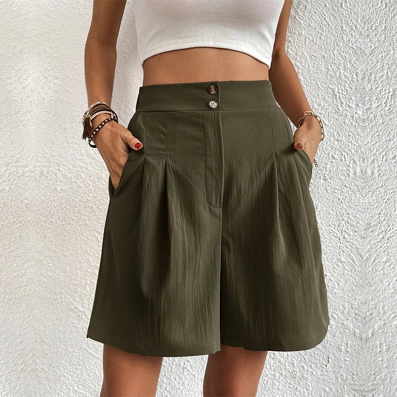 Katja | Elegante Dames Korte Broek Met Hoge Taille En Zakken