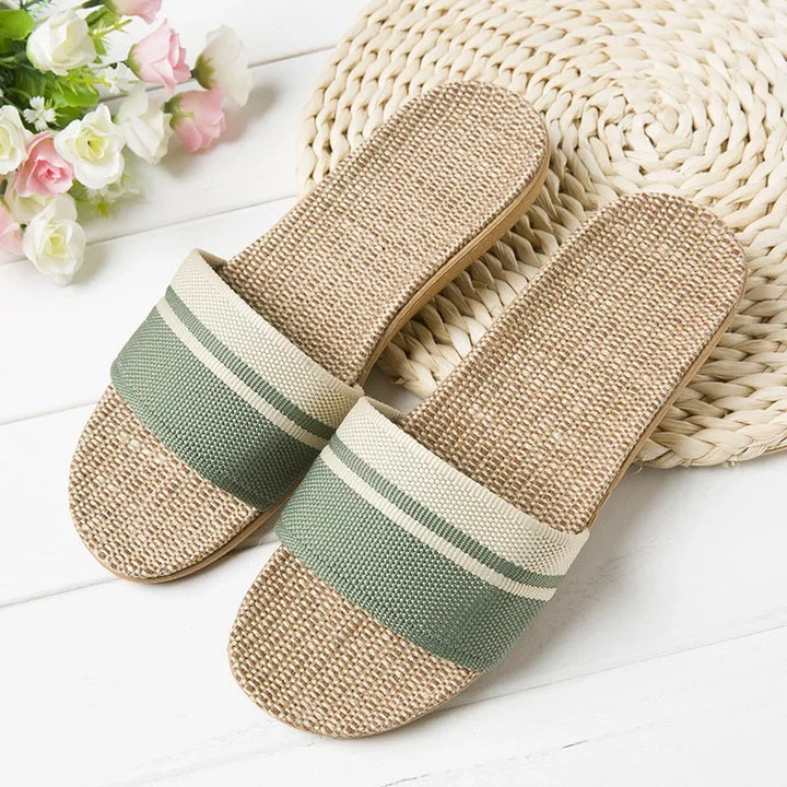 Lien | Dames Slippers Open-Teen Flat Geweven Instap Zomer
