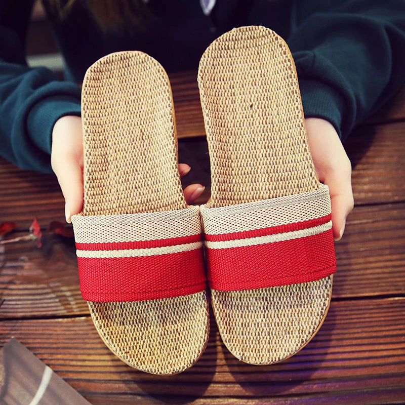 Lien | Dames Slippers Open-Teen Flat Geweven Instap Zomer