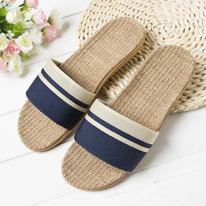 Lien | Dames Slippers Open-Teen Flat Geweven Instap Zomer