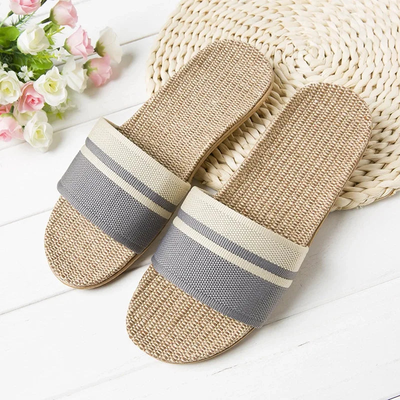 Lien | Dames Slippers Open-Teen Flat Geweven Instap Zomer