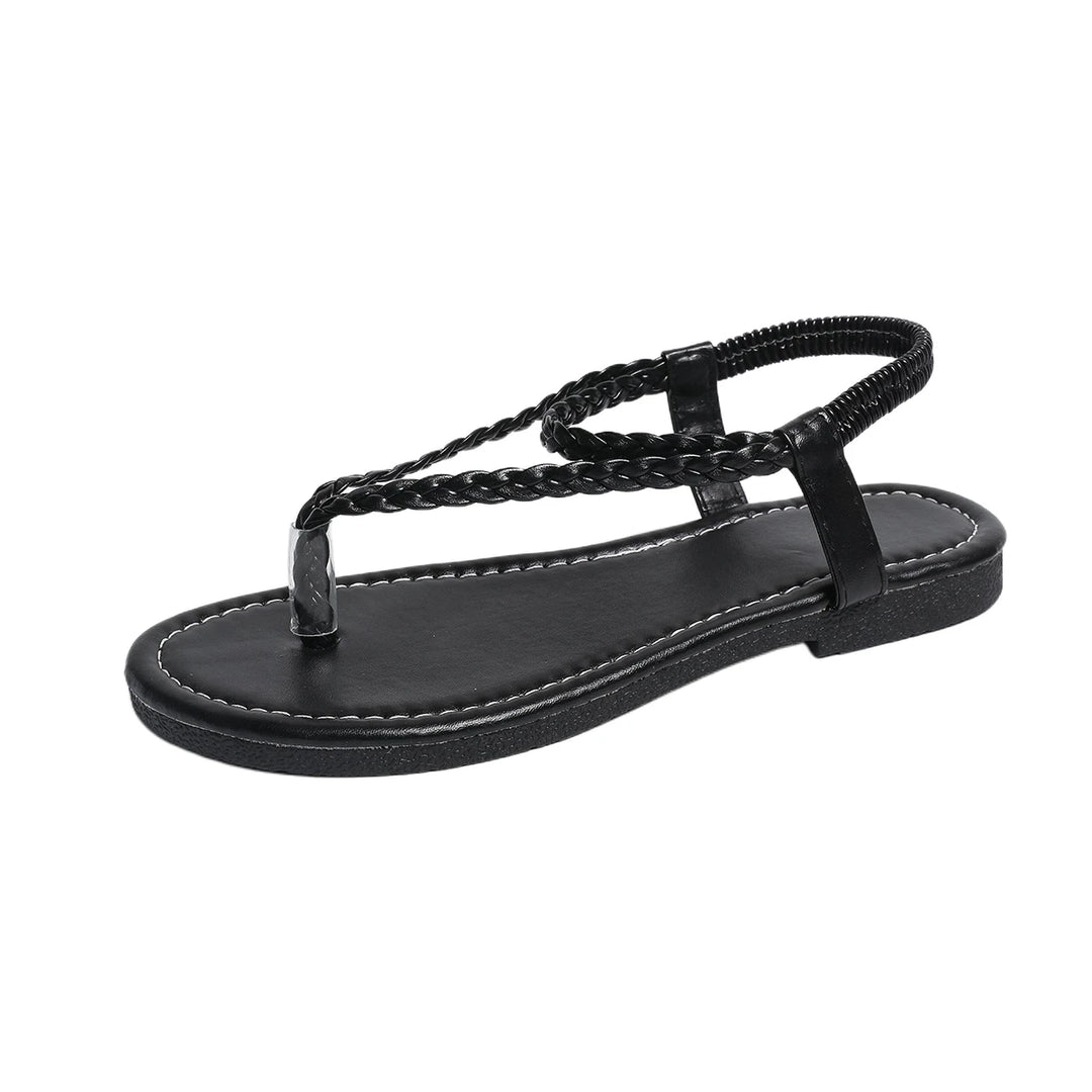 Lina | Dames Sandalen Plat Gevlochten Clip-Teen Enkelband Zomer