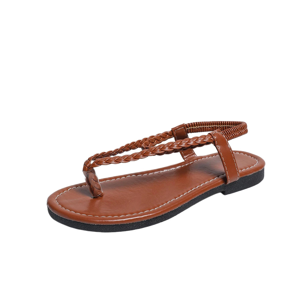 Lina | Dames Sandalen Plat Gevlochten Clip-Teen Enkelband Zomer