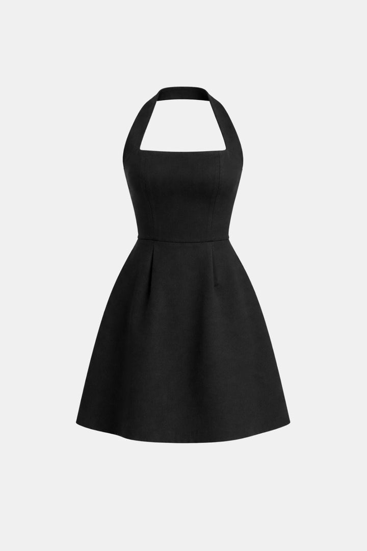 Marloes | Dames Cocktailjurk Halter A-Lijn Vierkante Halslijn Mini Feestelijk Uitgaan
