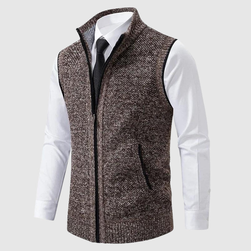 Olivier | Heren Smart-Casual Staande-Kraag Rits Mouwloos Gilet