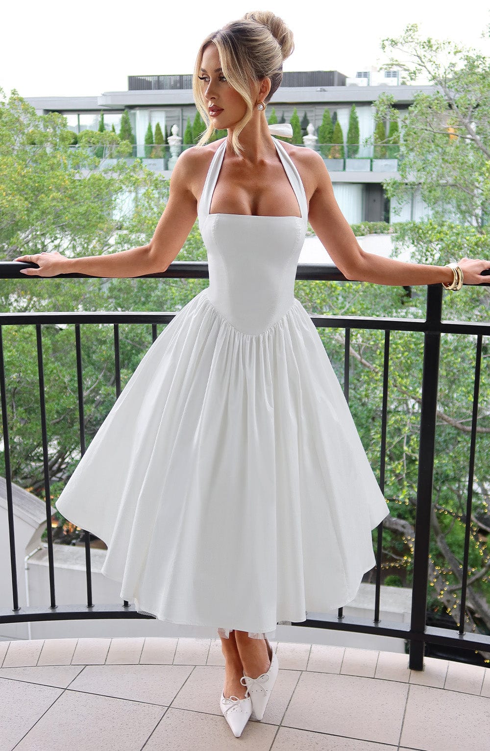 Mila | Dames Halter Midi-jurk Bruiloft Gast