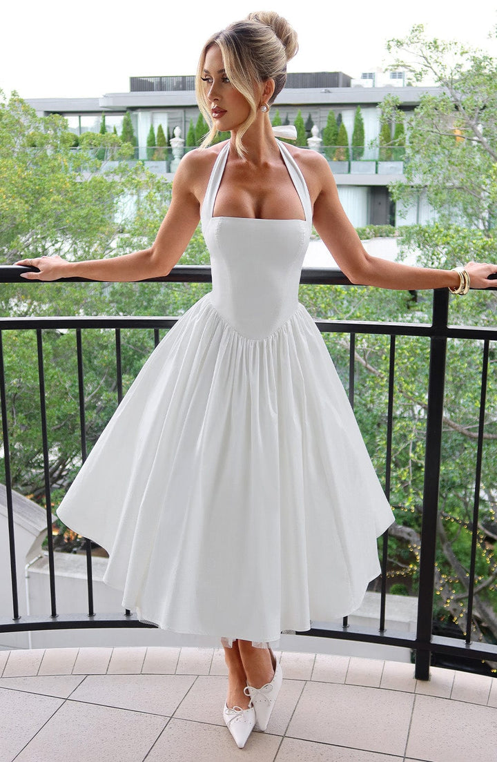 Mila | Dames Halter Midi-jurk Bruiloft Gast