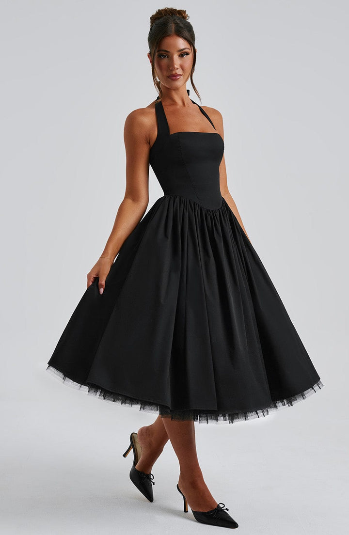 Mila | Dames Halter Midi-jurk Bruiloft Gast