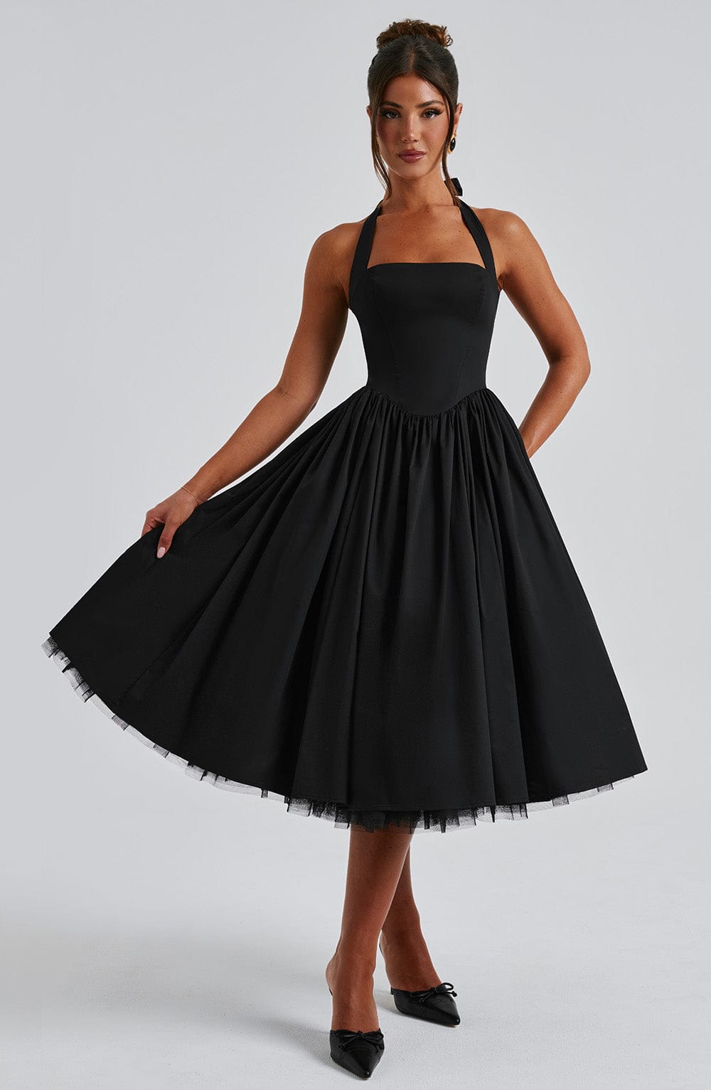 Mila | Dames Halter Midi-jurk Bruiloft Gast