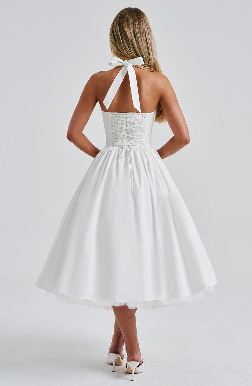 Mila | Dames Halter Midi-jurk Bruiloft Gast