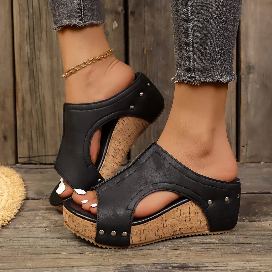 Nadine | Dames Boho Gestudde Kurk Sandalen