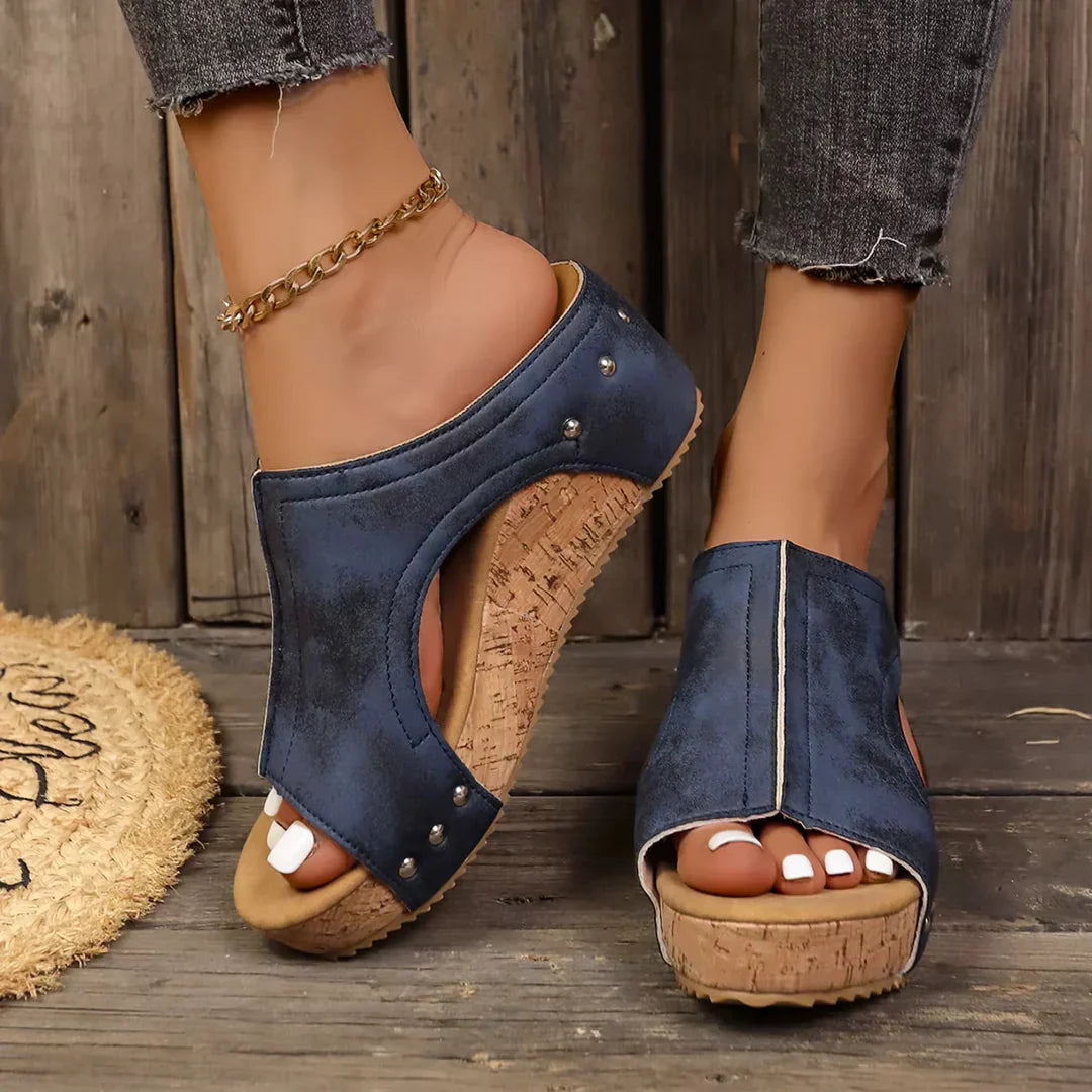 Nadine | Dames Boho Gestudde Kurk Sandalen