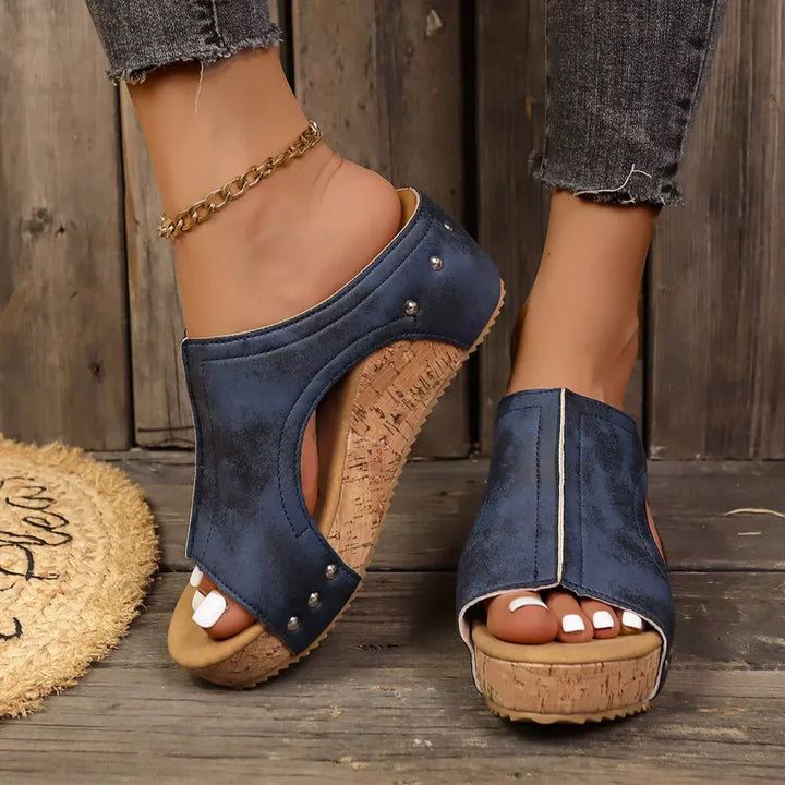 Nadine | Dames Boho Gestudde Kurk Sandalen